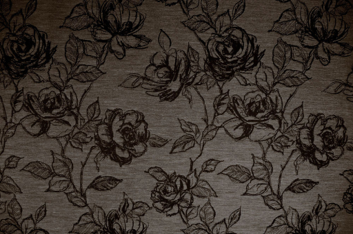 Edler Deko-Jacquard mit romantischem Rosen-Motiv Ds5803 Dekostoff Jacquard Rosen Braun Dekostoffe Jacquard Jacquard Rosen - Braun/DunkelbraunRosen auf hochwertiger Jacquard-Ware