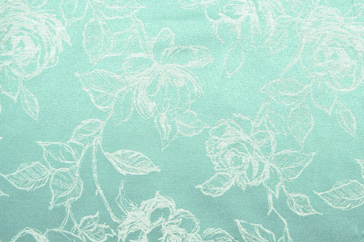 Hochwertiger Jacquard mit romantischem Rosen-Motiv Ds5803 Dekostoff Jacquard Rosen Tuerkis Taschenstoffe Jacquard Rosen - Türkis/CremeRosen auf hochwertiger Jacquard-Ware