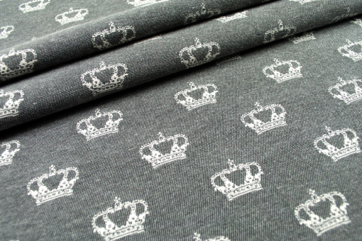Jacquard in Top-Qualität mit eingearbeitetem Kronen-motiv Ds5930970 Jacquard Kronen Grau S4 Dekostoffe Jacquard Jacquard-Dekostoff - Monaco - GrauEleganter Deko-Jacquard mit Kronen-Motiv in Grautönen
