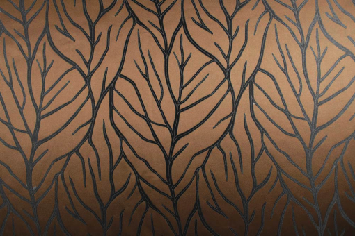 Hochwertiger, leicht glänzender Jacquard in Schwarz/Braun mit wunderschönem Blätter-Motiv Ds5941 Jacquard Ranken Braun % Sale - Dekostoffe Dekostoff Jacquard - Leaves - BraunToller zweiseitiger Jacquard-Stoff mit Ranken-Muster