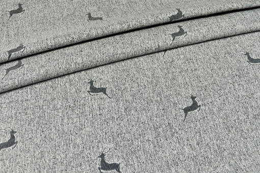 Edles Hirschmuster, eingewebt in hochwertiger melierter Meterware - der Landhaus-Traum schlechthin! Ds5982 Dekostoff Wende Jacquard Hirsch Dekostoffe Landhaus Wende-Dekostoff - SalzburgDekostoff mit Hirschmuster