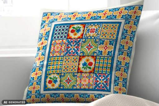 Fertiges Kissenpanel mit einer Größe von 45 cm x 45 cm - mit tollem Motiv Ds6065 Gobelin Kissen Majolika(1) Dekostoffe Ornamente Gobelin-Kissenpanel - MajolikaGoblin Kissenpanel mit Majolika