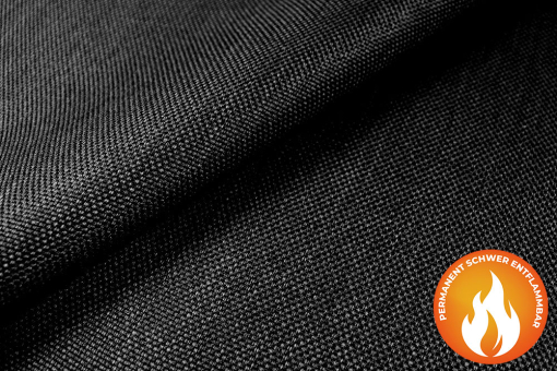 Permanent schwer entflammbarer Blackout mit stylischer Flechtstruktur und dem höchsten Schallabsorptionsgrad! Ds6183 Akustik Blackout Schwarz S4 Permanent schwer entflammbar Akustik-Blackout - schwer entflammbar M1 - SchwarzSchwarzer Akustik-Blackoutstoff
