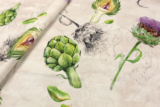 Lecker, gesund und ein richtiger Hingucker! Artischocken-Design auf acrylbeschichteter Baumwolle Ds622 Dekostoff.outdoor Artischocke S4 Outdoor Outdoor-Dekostoff - ArtischockeDekostoff mit Artischocken