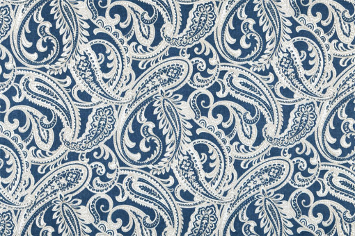 Robuster Köperstoff mit stilvollem Paisleymuster - ein edler Hingucker für jede Wohnung! Ds6224 Dekostoff Paisley Dekostoffe Barock Baumwoll-Dekostoff - Paisley BleuDekostoff mit Paisleymotiv