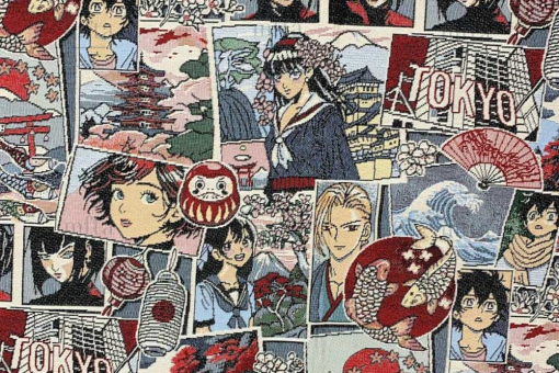 Dieser Gobelin-Stoff mit Manga-Druck verbindet traditionelle Kunst mit dem lebendigen Charme der Manga-Welt. Ds6280 Gobelinstoff Aiko Anime Dekostoffe Comic Gobelinstoff - Akio MangaGobelinstoff Aiko Anime