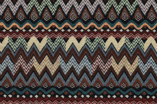 Schöner Gobelin im bunten Ethno-Stil Ds6386 Gobelin Zickzack Mai Gobelin Basic - ZigZagGobelinstoff mit Zickzackmuster