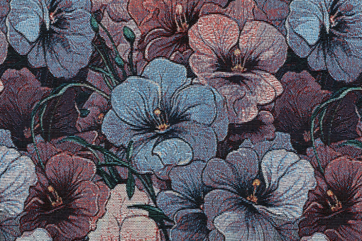 Schöner Gobelin mit prachtvollem, floralem Design! Ds6387 Gobelin Hibiskus Mai Gobelin Basic - HibiskusGobelinstoff mit Blumenmotiv