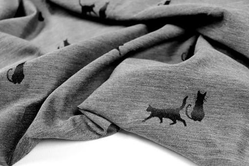 Katztastischer Jacquard mit Stil: Ideal für Gardinen, Kissen und vieles mehr - MIAAAAAAAAAAAAAAAAAAUUUU! Ds6394 Dekostoff Jacquard Katzen 3 Dekostoffe NEU  Dekostoff Jacquard - Black CatsGrauer Dekostoff mit schwarzen Katzen