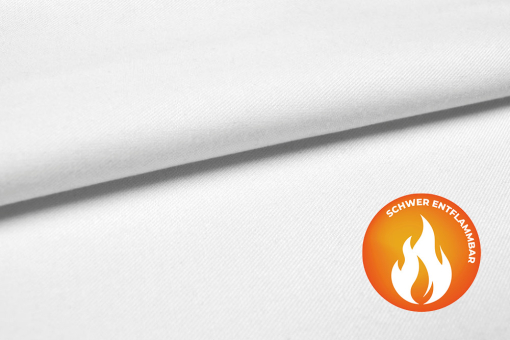 Festes Gewebe für Außen- und Innen -  vorbehandelt zum Bedrucken Dw 121 Polyester Stoff Wei Mit Logo Schwer entflammbar B1 PFP - Polyester-Stoff - schwer entflammbar - WeißWeißer Polyesterstoff mit Lichtdiffusionsbeschichtung