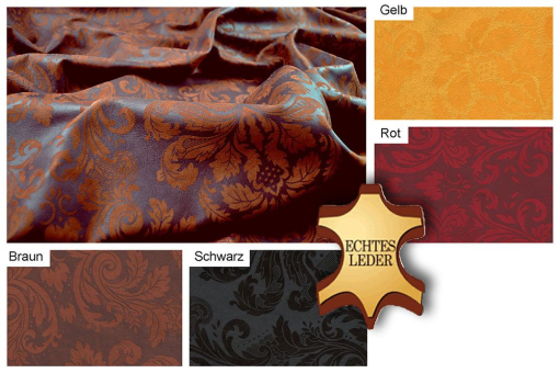 Elegantes Nubukleder mit Ornament-Motiv, im aufwändigen Siebdruckverfahren aufgebracht Echtleder Ornament Negativo S4y Neu Ganze Häute Echtleder - Ornamente 2 - ganze Haut