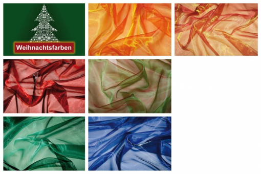 Eine tolle Melange-Optik sorgt bei diesem Organza in Weihnachtstönen für zusätzliche Glanzeffekte Farbaskala Organza Twotone Weihnachten Z1 Weihnachten Uni Organza Two Tone Weihnachten