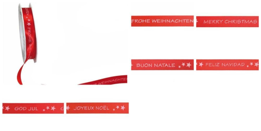 Farbskala Babel Rot S4 Ohne Z1 Top-Seller Merry-Christmas Band 15 mm - 20 m Rolle - Rot