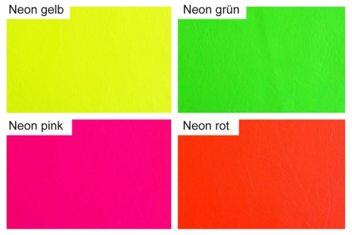 Dieses Kunstleder kann nicht übersehen werden - abriebfestes Lederimitat mit narbenfreier Signal-Optik Farbskala Neonpremium S4 Mit Z1 Kunstleder schwer entflammbar Kunstleder - Premium Neon