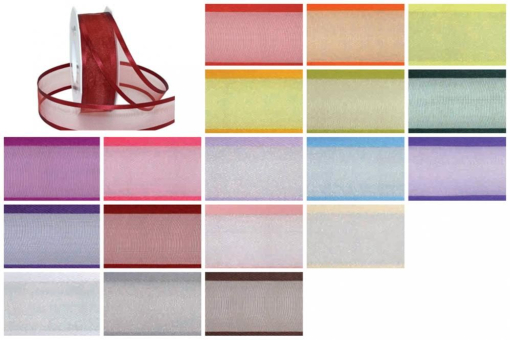 Farbskalamarseille40mm S4 Ohne Z1 Top-Seller Organza/Satinband mit Drahtkante 40 mm - 25 m Rolle