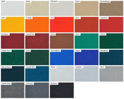 Segeltuch aus Polyacryl-Garn mit den hochwertigsten technischen Eigenschaften: schmutzabweisend, wasserdicht, u.v.m.  Farbskalamasacril S4 Mit Z1(1) Sonderposten NEU Segeltuch Hightech 300 g - Teflon / PU-beschichtet