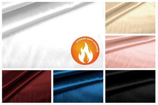 Toller Satin in Überbreite aus pflegeleichtem Polyester in permanent schwer entflammbarer Qualität  Farbtafel Ds3345 Permanent schwer entflammbar Polyester-Satin - permanent schwer entflammbar - 308 cmFarbtafel für DS3345