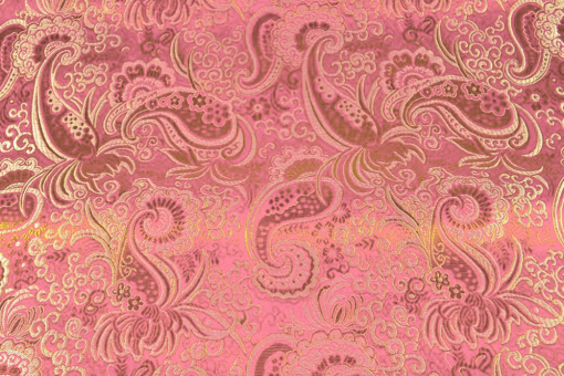 Glänzende Meterware in Rosa und Gold, deren edle Ornamente in Jacquard-Webart eingearbeitet wurden Fn1126150 Brokat Maharadscha Rosa Gold Festliche Stoffe Brokat Maharadscha - Rosa/GoldBrokat mit orientalischem Motiv