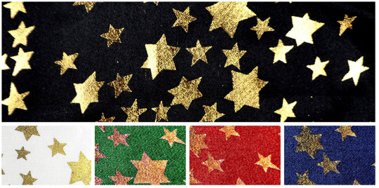 Geschmeidiger Satinstoff mit glänzenden Sternen - diese Ware ist ein echter Star unter den Stoffen! Fn1264 Sternen Satin S4(2) Kostümstoffe Satin - Glänzende GoldsterneSatin mit Sternen