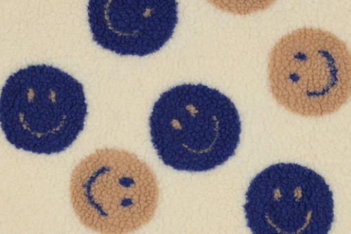 Flauschiger Fleece mit Happy-Smiley-Print – gute Laune zum Anziehen & Einkuscheln. Fp1146 Sherpafleece Happyfaces Fleecestoffe Sheerpa Fleece - Happy FacesSherpa fleece mit smileys