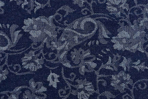 Schwerer, robuster Jeansstoff mit eingewebtem Design im eleganten Stil Js5056 Jeans Jacquard Paisley Jeansstoffe Jeans-Jacquard - Floral PaisleyJeansstoff mit Paisleymuster