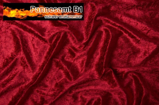 Kirsch Panneb1 Z1 Reststücke reduziert Pannesamt B1 - schwer entflammbar - Kirsch - 1,0 Meter