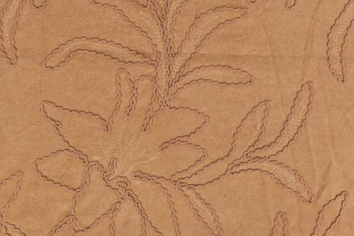 Geschmeidiges Lederimitat, aufwendig bestickt und leicht stretchig! Kl1203 Wildleder Imitat Stickerei Blumen Velour Imitat Wildleder-Imitat - BlumenstickereiWildleder mit Stickerei