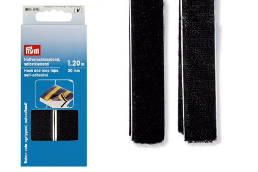 Ku1091(1) Selbstklebend Haftverschlussband - 2 cm - selbstklebend Schwarz je 1,2 m