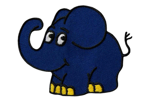 Witzige Stoffapplikation für Kinder - 7,3 x 6 cm
 Kua0174 Applikation Blauer Elefant Applikationen Applikation - Die Maus© Elefant
