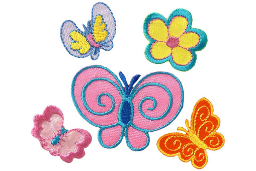 Süße Stoffapplikation für Kinder - je 4,9 x 3,6 cm; 2,8 cm; 2,7 x 1,9 cm, 3 x 2,2 cm, 2,6 x 2,2 cm







 Kua0191 Applikation Schmetterlinge Applikationen Applikation - Create Schmetterlinge 5 Motive