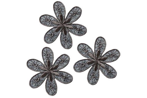 Edles Stoffapplikationen-Set für Damen - Blume: je ca. 4,1 cm

 Kua0210 Apllikation Blumen Grau Applikationen Applikation - Blumen grau