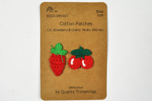 Süße Obst-Applikationen Kua0221 Haeckelpatch Kirsche Applikationen Häkelpatch - Erdbeere und KirscheApplikationen Erdbeere und Kirsche