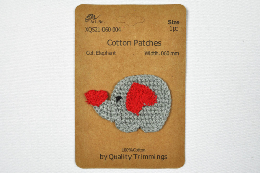 Putzige Elefanten-Applikation - ca. 6 cm breit  Kua0226 Haeckelpatch Elefant Applikationen Häkelpatch - ElefantApplikation Elefant
