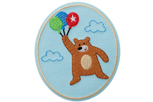 Süße Applikation mit fliegendem Bär - 7 x 8 cm  Kua0236 Applikation Baerchen Sale % - Nähzubehör Applikation - Bärchen mit BallonsApplikation Bärchen mit Ballons
