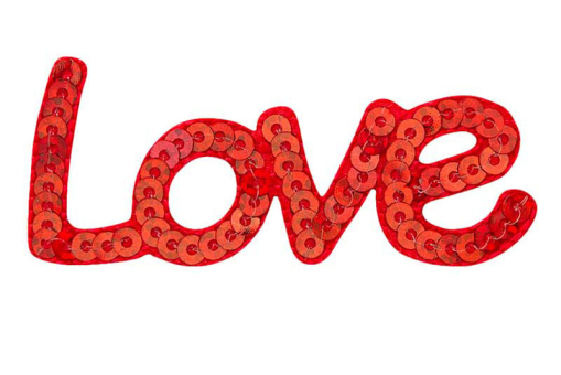"Love" Applikation mit den Maßen 6,5 x 2,8 cm  Kua0249 Applikation Pailetten Love Applikationen Applikation - LOVE - Pailletten