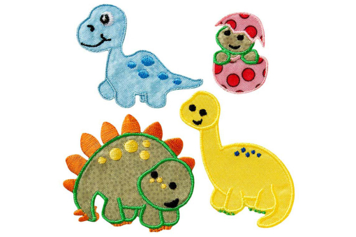 Unterschiedliche Dino-Applikationen in tollen Farben  Kua0258 Applikation Babydrachen Applikationen Applikation - Baby Dinos - 4 Stück