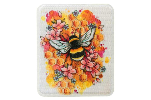 Hübsche Stoffapplikation mit Recycling-Anteil -  5,5 cm x 4,5 cm  Kua0301 Applikation Biene Applikationen Applikation Recycling - BieneApplikation mit Bienen