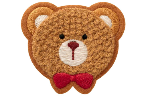 Putzige Stoffapplikation -  5,5 cm x 6 cm Kua0306 Applikation Baerchen Applikationen Applikation - Plüsch TeddyPlüschige Applikation in Teddyform