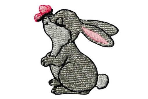 Süße Stoffapplikation - 4,3 cm x 4 cm Kua0311 Applikation Hase Applikationen Applikation - Hase mit Schmetterling