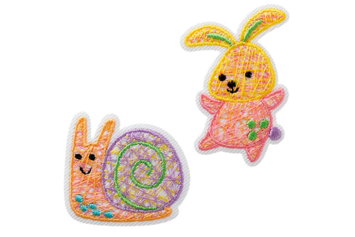 Süße Stoffapplikation - 4 cm x 3,1 cm Kua0313 Applikation Hase Schnecke Applikationen Applikation - Hase und Schnecke - 2 Stk.