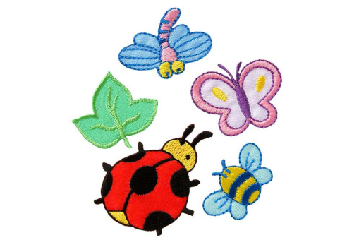 Süße Stoffapplikation - 4,6 cm x 3,8 cm Kua0317 Applikationen Insekten Applikationen Applikation - Insekten - 5 Stk.