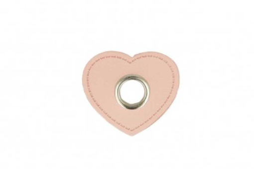 Süßes Herz-Kunstlederpatch mit Öse zum Aufnähen - ca. 3 x 3 cm, Durchmesser Öse ca. 1 cm Kua0333210 Oesenpatch Herz Rosa Applikationen Ösen-Kunstlederpatch Herz - 4er-Pack - RosaRosa Kunstlederpatch in Herzform mit Öse