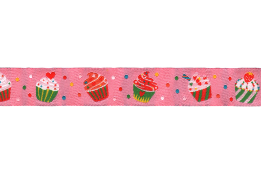 Feine Borte mit eingewobenen, schön verzierten Miniküchlein Mb1009 Jacquardband Capcakes Rosa Sale Sommerstoffe Jacquard-Borte - 2 cm breit - Cupcakes - Meterware