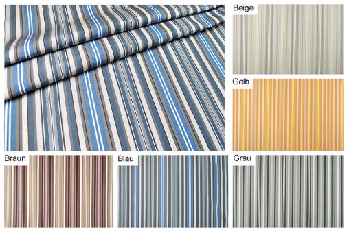 Sommer-Feeling pur mit diesem gestreiften Stoff, der lichtecht, schimmelresistent und fleckabweisend ist - und somit ideal für Außenbereiche Om5062 Outdoor Stoff Schmale Streifen S4y Wind- und Sichtschutz Outdoor-Stoff Valencia