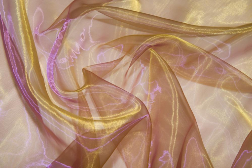 Lassen Sie sich von dem zweifarbigen Schimmer-Effekt dieser transparenten Organza-Stoffe bezaubern Organza Stoff Two Tone Viola Gold 2 Z1 Organza ohne Stickerei Organza Two Tone Viola/GoldOrganzastoffe in verschiedenen Farben