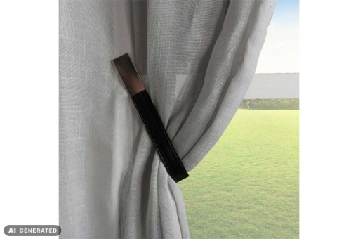 Schöner Raffhalter für Vorhänge und Co - magnetisch und in Leder-Optik Raffhalter Magnet Schwarz(1) Sonstiges Nähzubehör Raffhalter Kunstleder - magnetisch - SchwarzKunstleder-Raffhalter in Schwarz mit Magnetverschluss