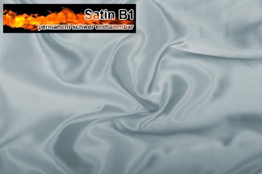 Satin Silber Logo S4 1000 Z1 Reststücke reduziert Satin - permanent schwer entflammbar B1 - Silber - 2,0 Meter Silber