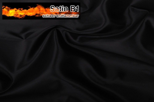 Satinb1 Schwarz S4 1000 Z1 Reststücke reduziert Satin B1 - schwer entflammbar - Schwarz - 1,0 Meter