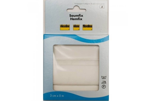 Aufbügelbares Vlies zum einfachen Fixieren von Säumen Saumfix Hemfix Vlieseline Z1 Vlies Einbügel-/Nähvlies Saumfix/Wundaweb® - 5 m-Stück - 3 cm breit