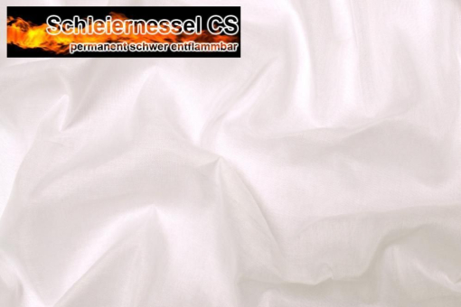 Schleiernessel Cs Logo Creme Dsc 0745 Z1 Stoffreste Schleiernessel - Trevira CS - 310 cm - Creme - 1,0 Meter Creme